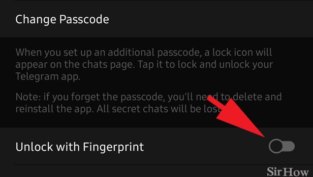 標題為在Telegram 步驟6 啟用指紋的圖片